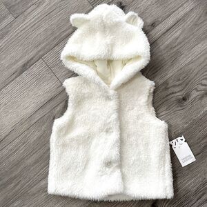 Harper Canyon Vest Wubby Teddy White Teddy Ear Sweatshirt Baby Girl Coat NWT 24M